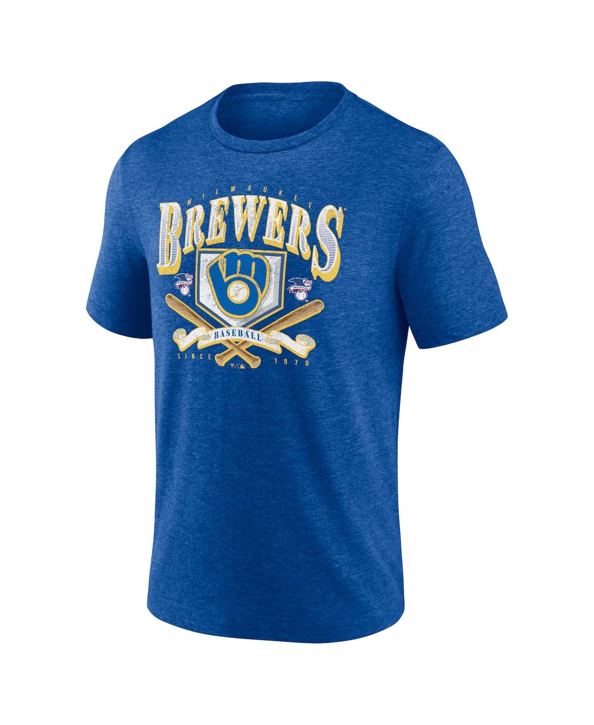 Fanatics Men'sMilwaukee Brewers Home Team Tri-Blend T-Shirt - Heather Royal