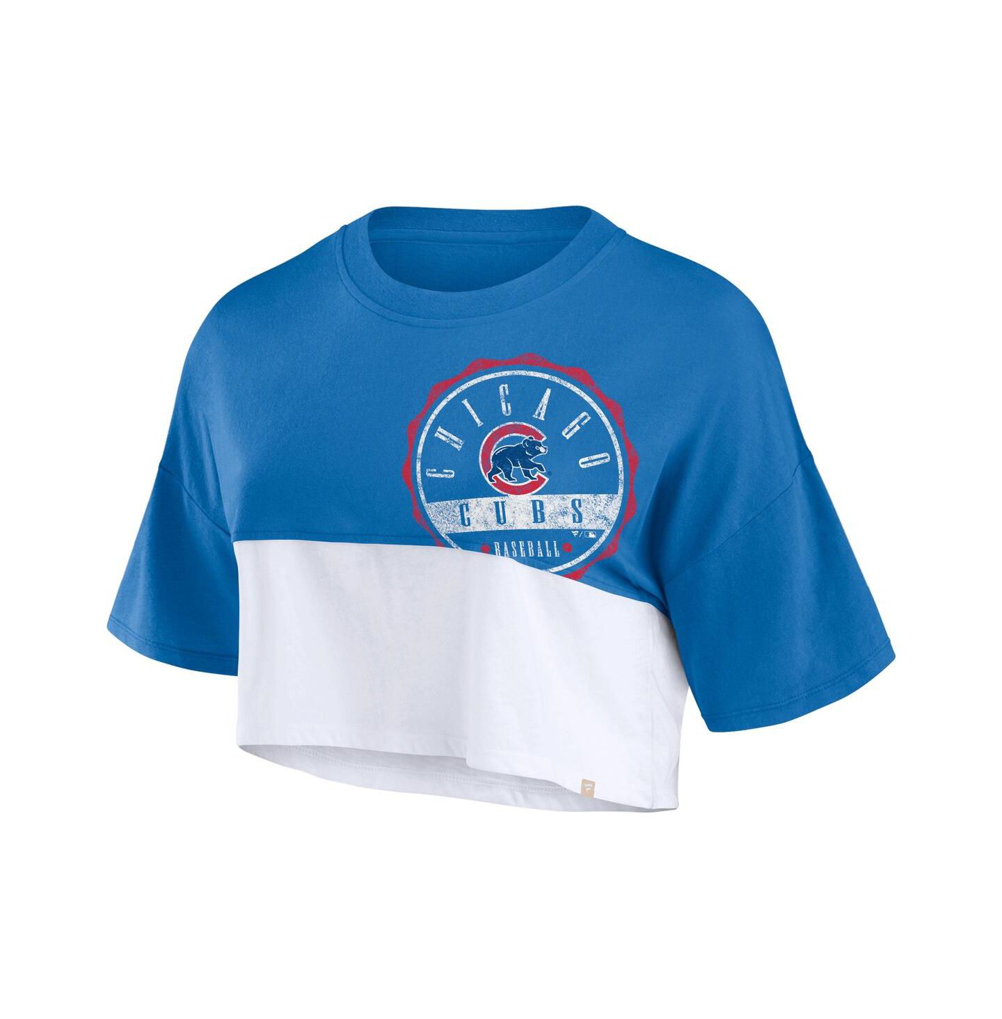 Женская футболка Fanatics Royal/ Chicago Cubs Color Split Boxy Cropped — фото 3