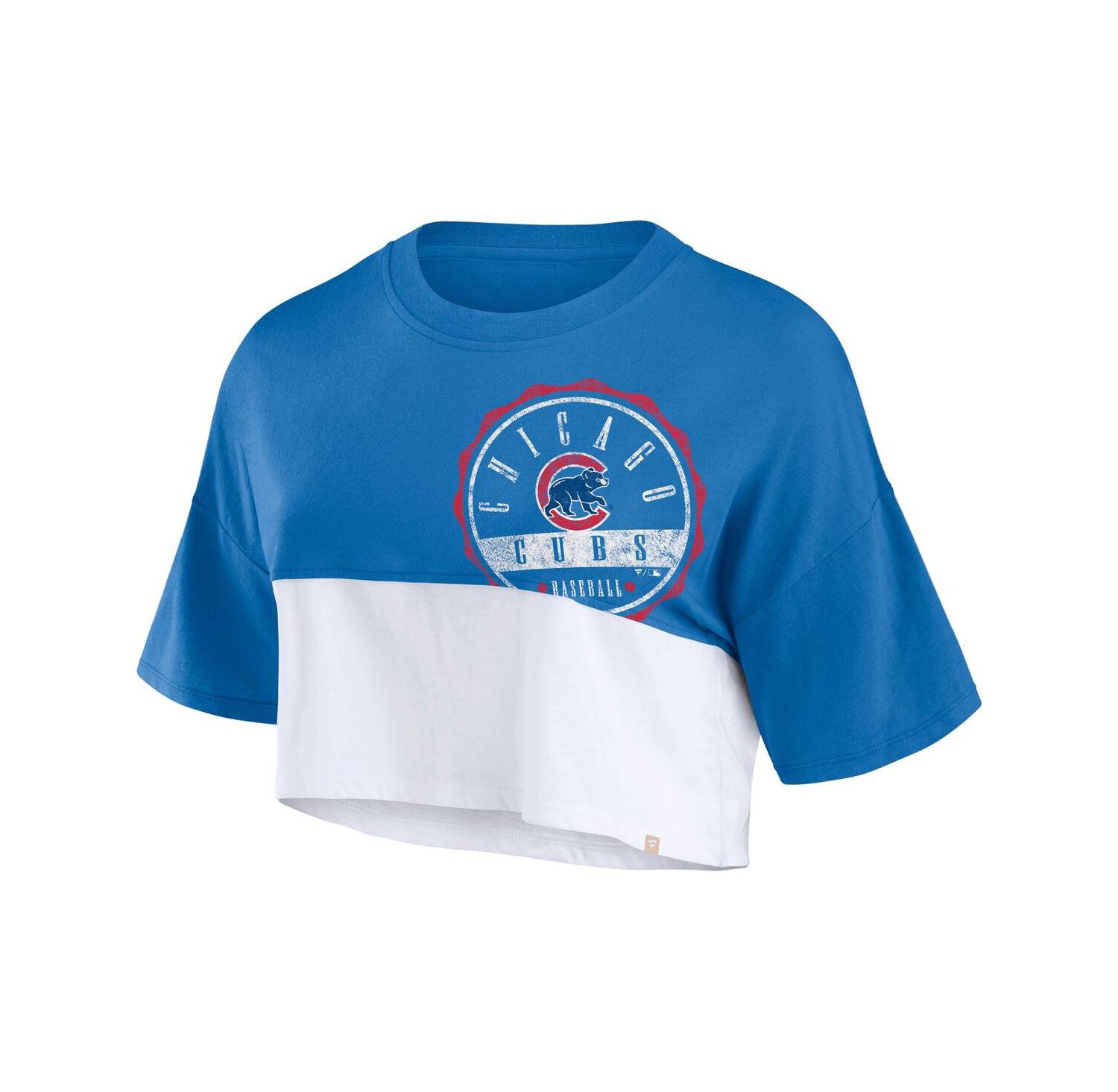 Women's Royal/ Chicago Cubs Color Split Boxy Cropped T-Shirt