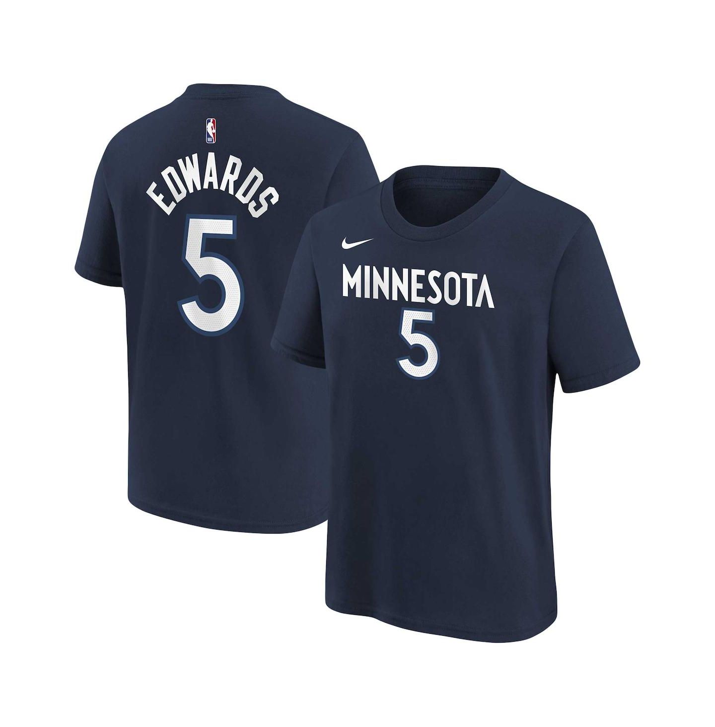 Детская футболка Nike Anthony Edwards Navy Minnesota Timberwolves Icon Name & Number — фото 1