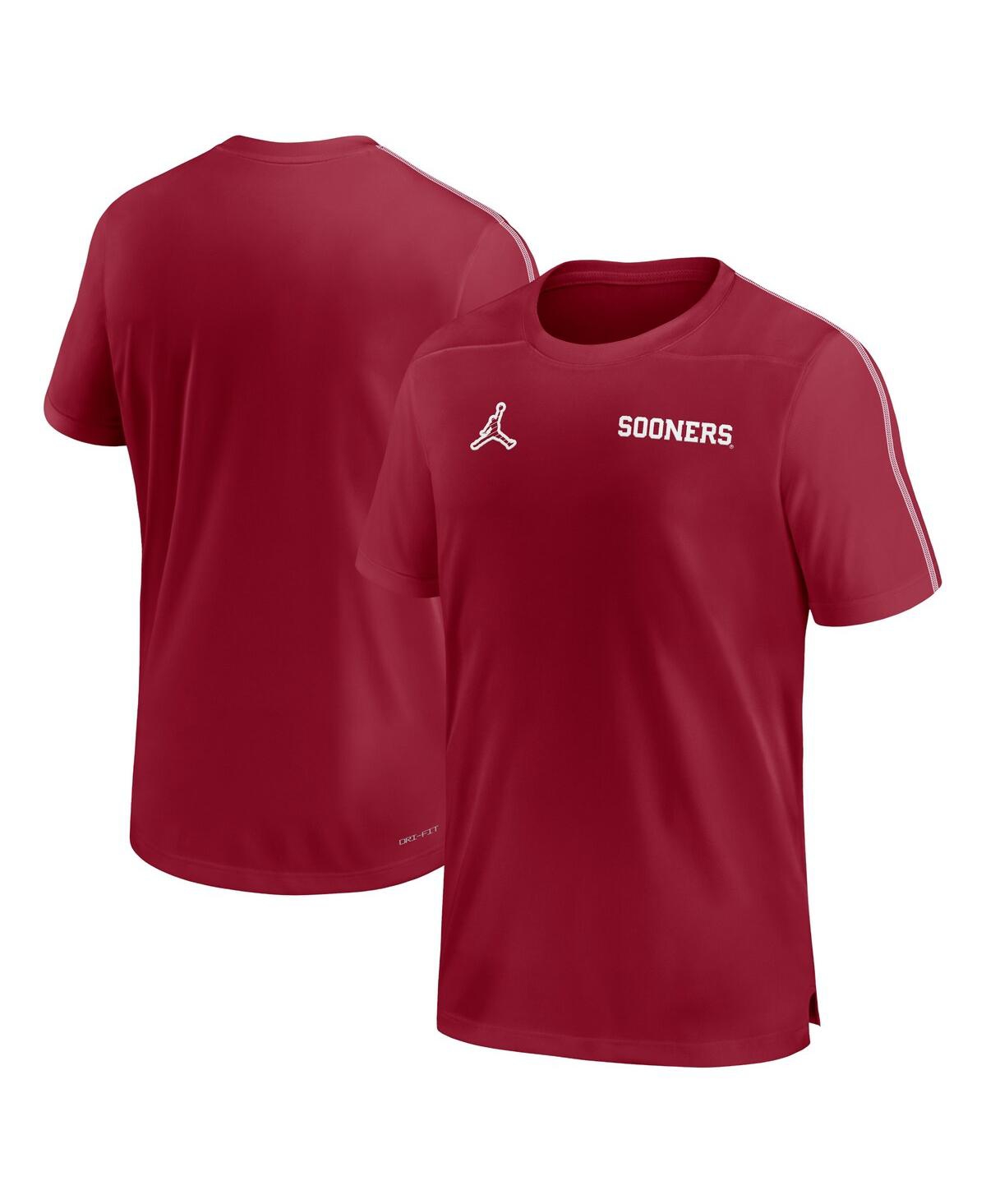 Men's Crimson Oklahoma Sooners 2024 Sideline Coach Performance Top - Crimson, White