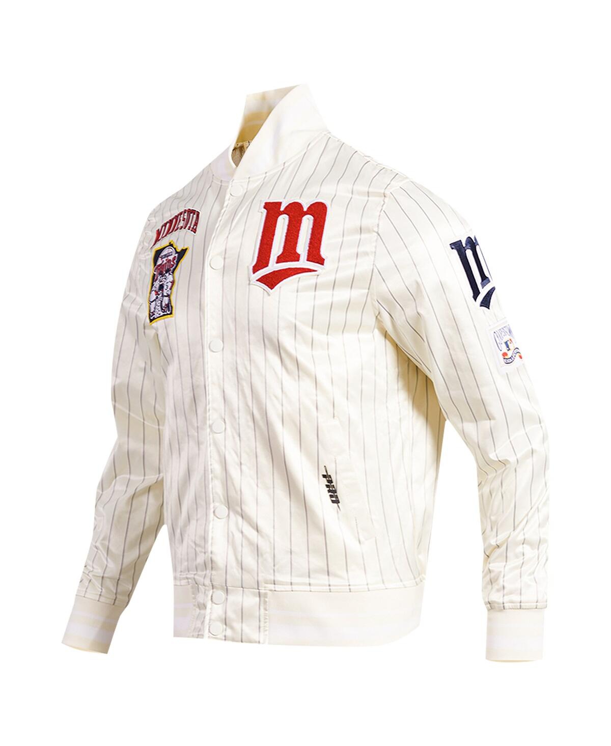 Pro Standard Men's Cream Minnesota Twins Cooperstown Collection Pinstripe Retro Classic Satin Full-snap Jacket In Cream