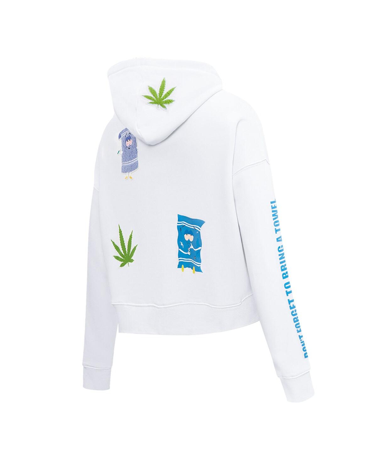 Freeze Max Women's South Park Towlie Don't Forget To Bring A Towel Cropped Pullover Hoodie In White