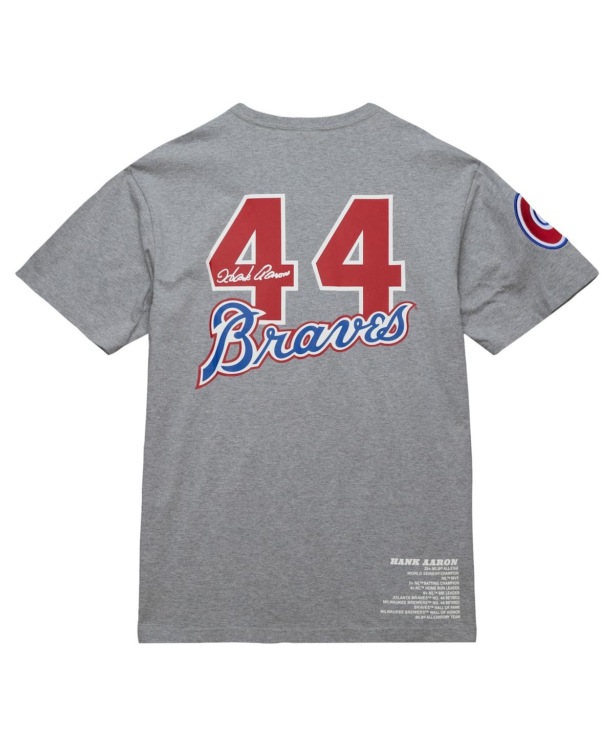 Mitchell & Ness Men's Hank Aaron Heather Gray Atlanta Braves Cooperstown Collection Legends T-shirt In Heather Gray