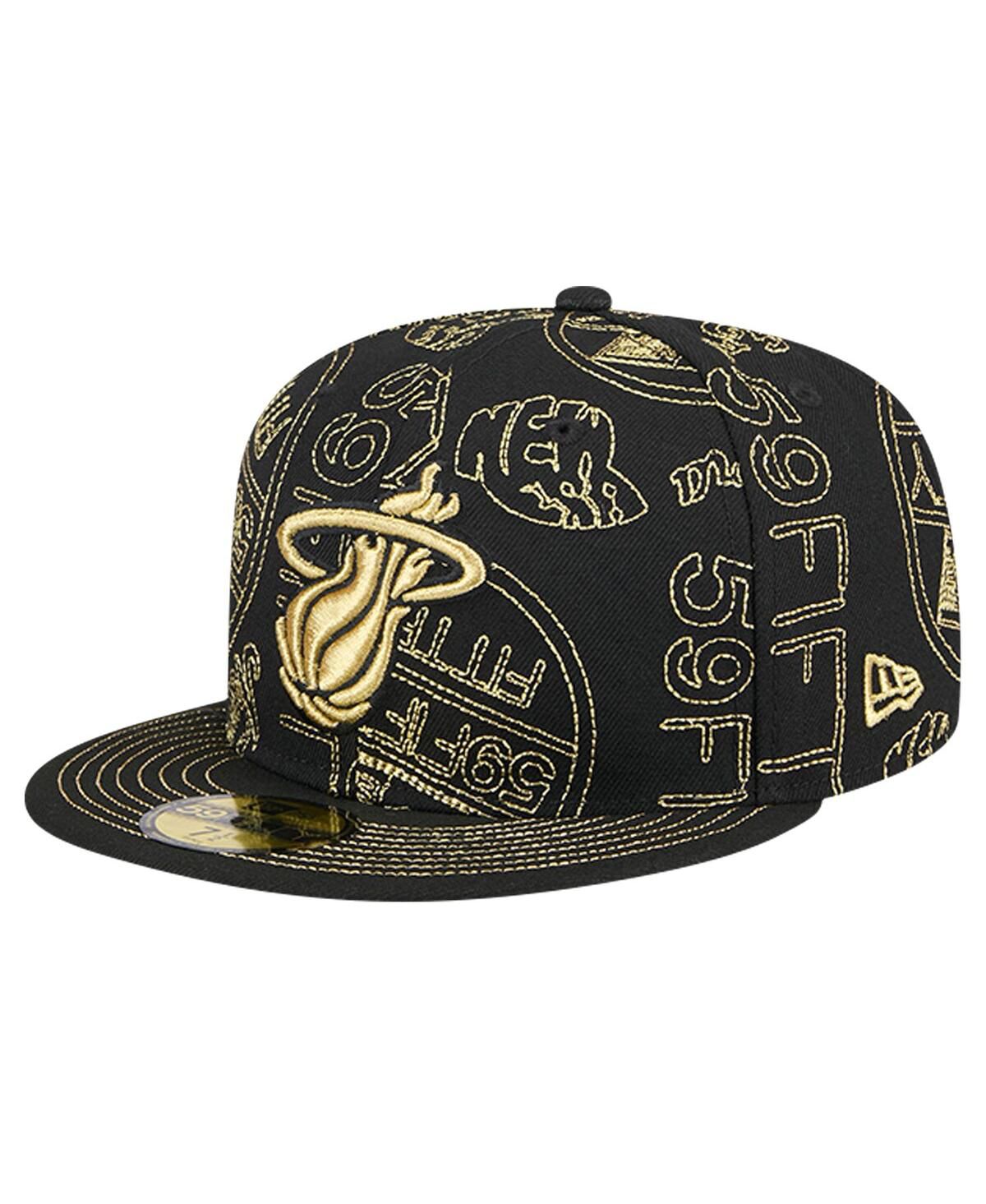 Мужская приталенная шляпа с трафаретным принтом Miami Heat 59FIFTY Day по всей длине