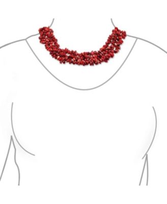Large Natural Stones Cluster Multi Strand Collar Necklace & Stretch Bracelet Set