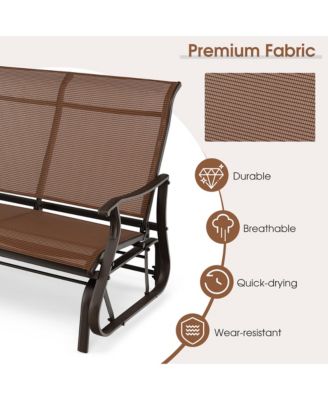 2-Person Patio Swing Glider Bench Loveseat Rocking Chair High Back Deck