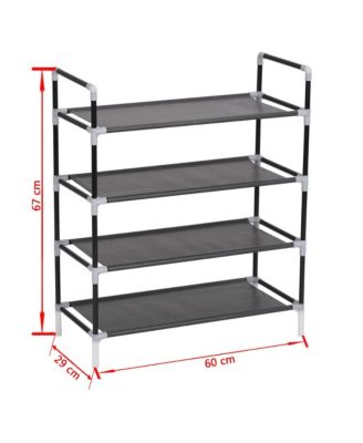 Shoe Rack with 4 Shelves Metal and Non-woven Fabric Black