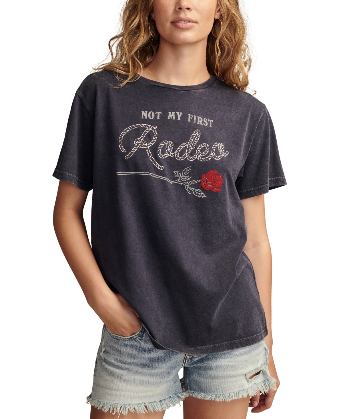 Women's First Rodeo Boyfriend T-Shirt - Washed Blue