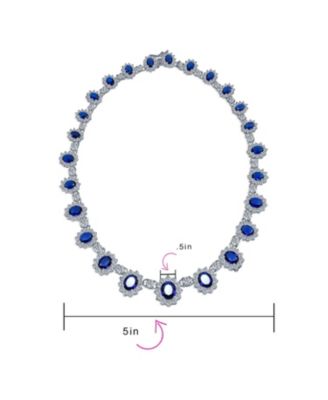  Antique Style Oval Crown Halo CZ Cubic Zirconia Statement Necklace Silver Plated