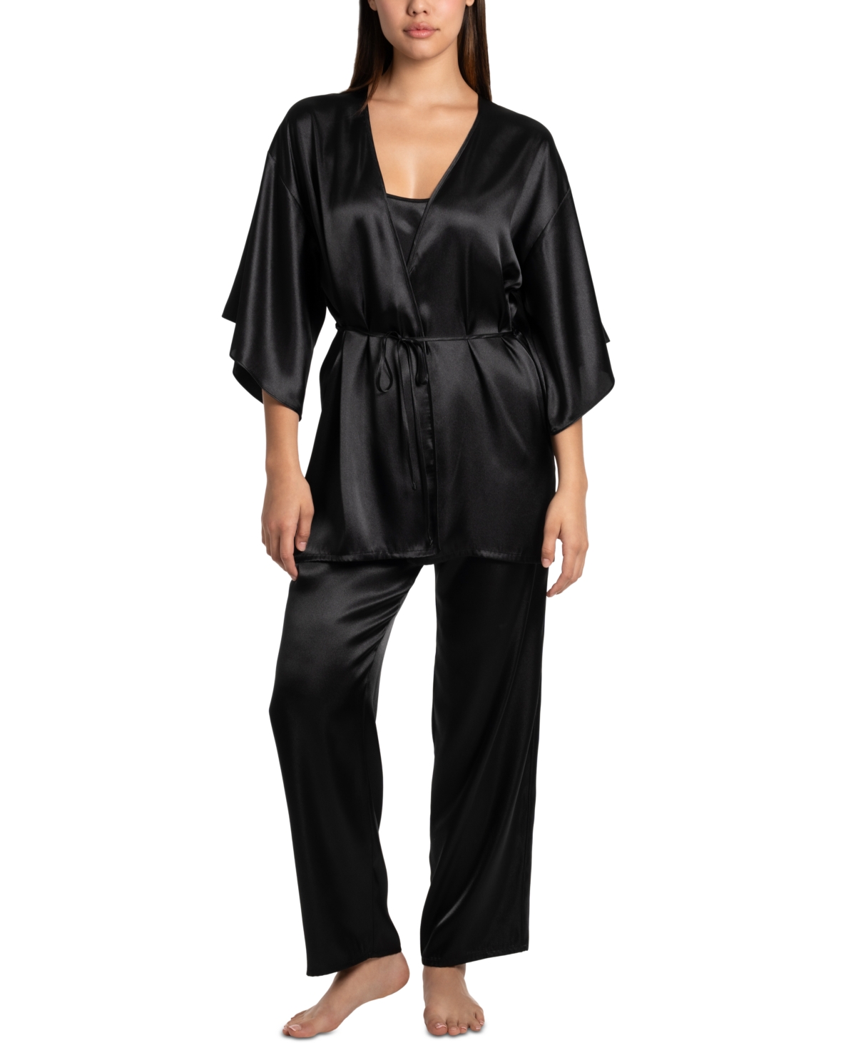 Women's 3-Pc. Satin Fringe Sleep Set - Taupe