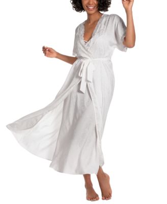 Women's Satin Jacquard Lace-Trim Robe