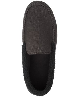 Men's Brushed Knit or Plaid Lewis Moccasin Slipper with Fleece Lining and Memory Foam 