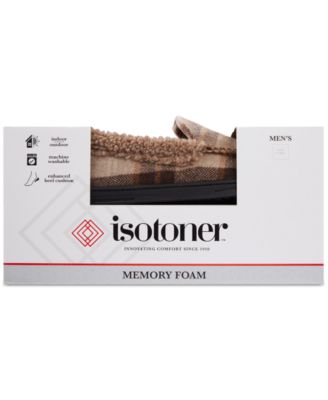 Men's Brushed Knit or Plaid Lewis Moccasin Slipper with Fleece Lining and Memory Foam 