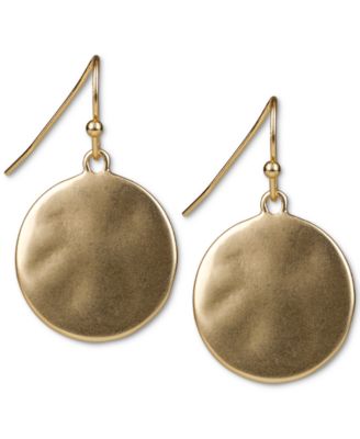 Patricia Nash - Gold-Tone Hammered Disc Drop Earrings