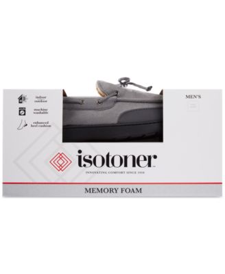 Men's Water Repellent Microsuede Carter Boater Moccasin Slipper with Memory Foam 