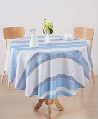 Breakers Stripe Water-Resistant Indoor and Outdoor Tablecloth, 70" Round