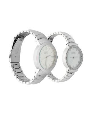 Men and Women's Quartz Silver Alloy Watch 34mm and 30mm