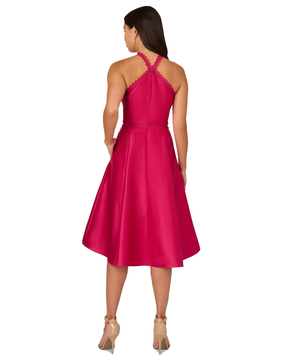 Adrianna Papell Women's High -Low Mikado Sleeveless Dress