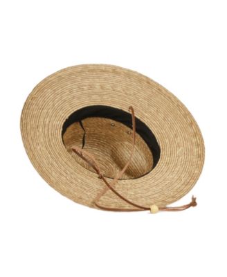 Palm Braid Wide Brim Panama Fedora Sun Hat with Chin Cord