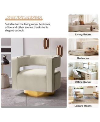 Carisa Contemporary Swivel 29.5" W Barrel Chair with Metal Base