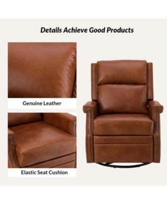 Echidna Transitional Genuine Leather Swivel Rocker Recliner