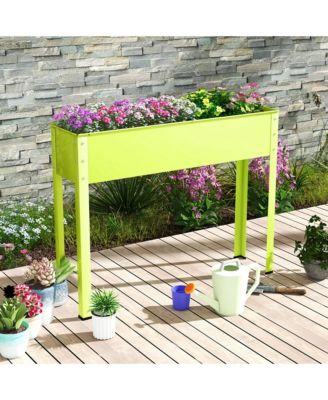 40" Raised Metal Garden Bed with Legs and Drainage Hole, Elevated Planter Box for Backyard