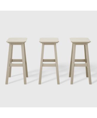 29" HDPE Outdoor Patio Square Bar Stools Set of 3