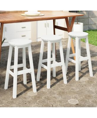 29" HDPE Outdoor Patio Round Bar Stool Set of 3