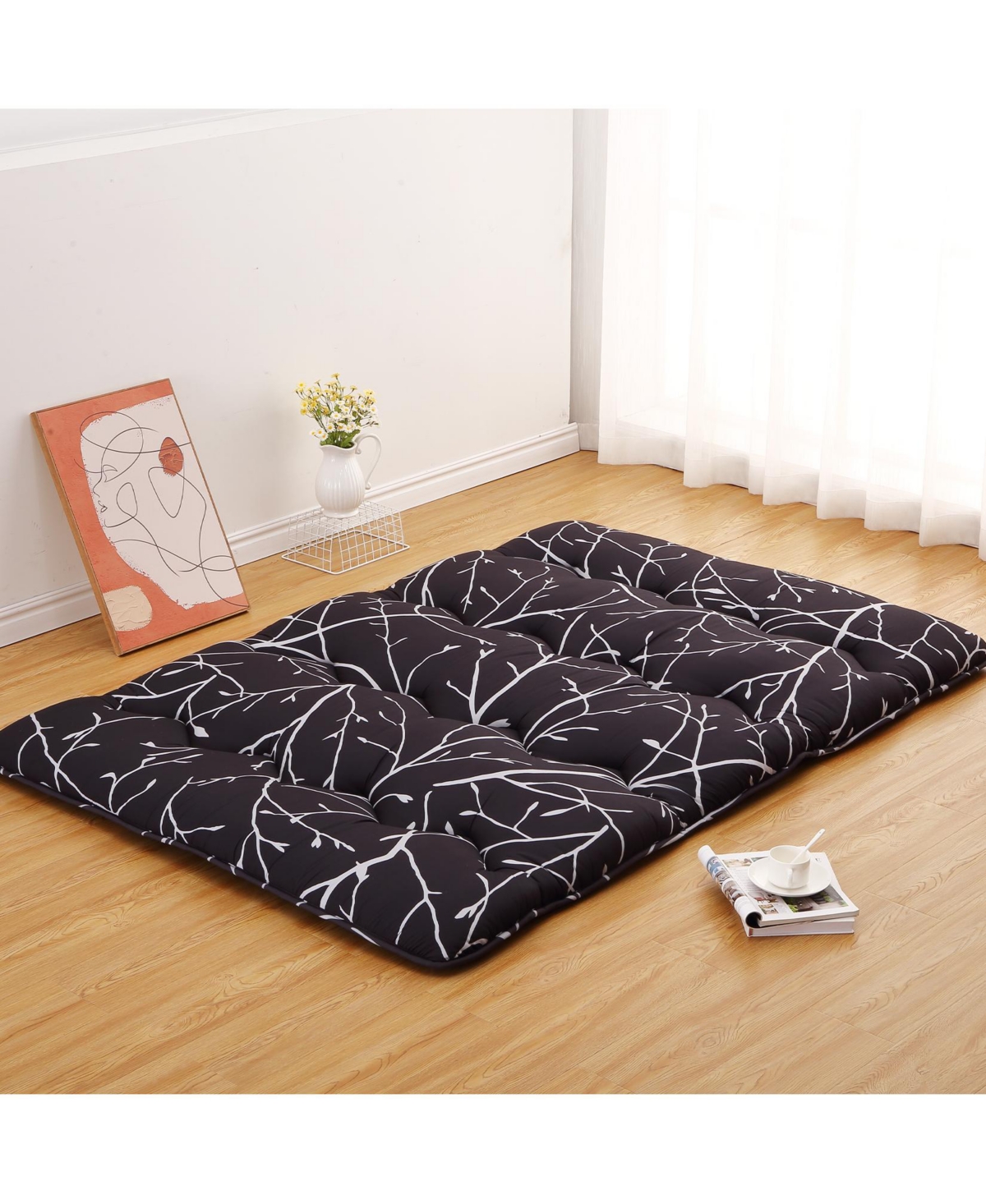 Caromio Futon Mattress Size, Branches Print Floor Mattress Pad Portable Dorm Sleeping Pad, 54
