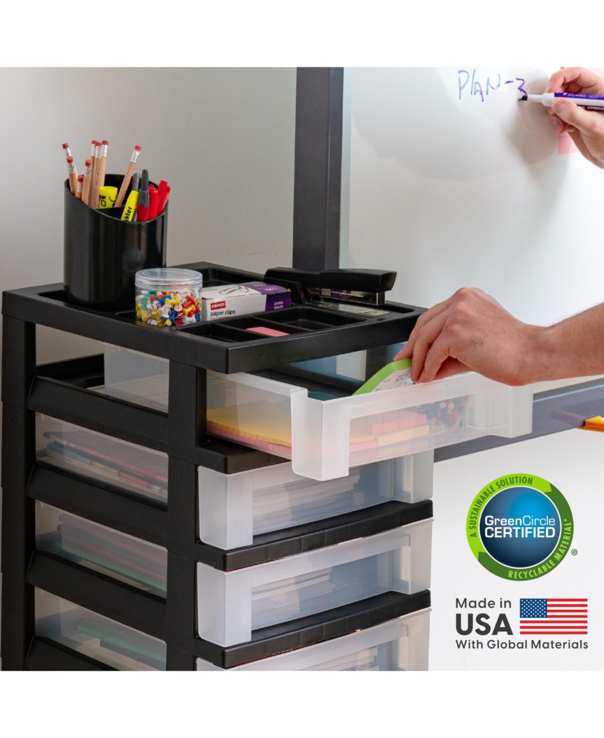 Iris Usa 7 Drawers Plastic Storage rolling Cart with drawer,- White