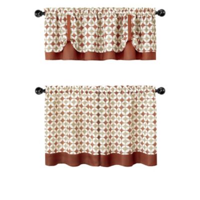 Modern Geo 3 Pc Kitchen Curtain Tier & Valance Set
