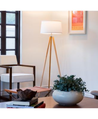 Emma 61" LED Contemporary Tripod Floor Lamp with Wooden Legs