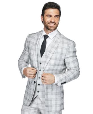Men's 3 Piece Slim Fit Tailored Check Suit