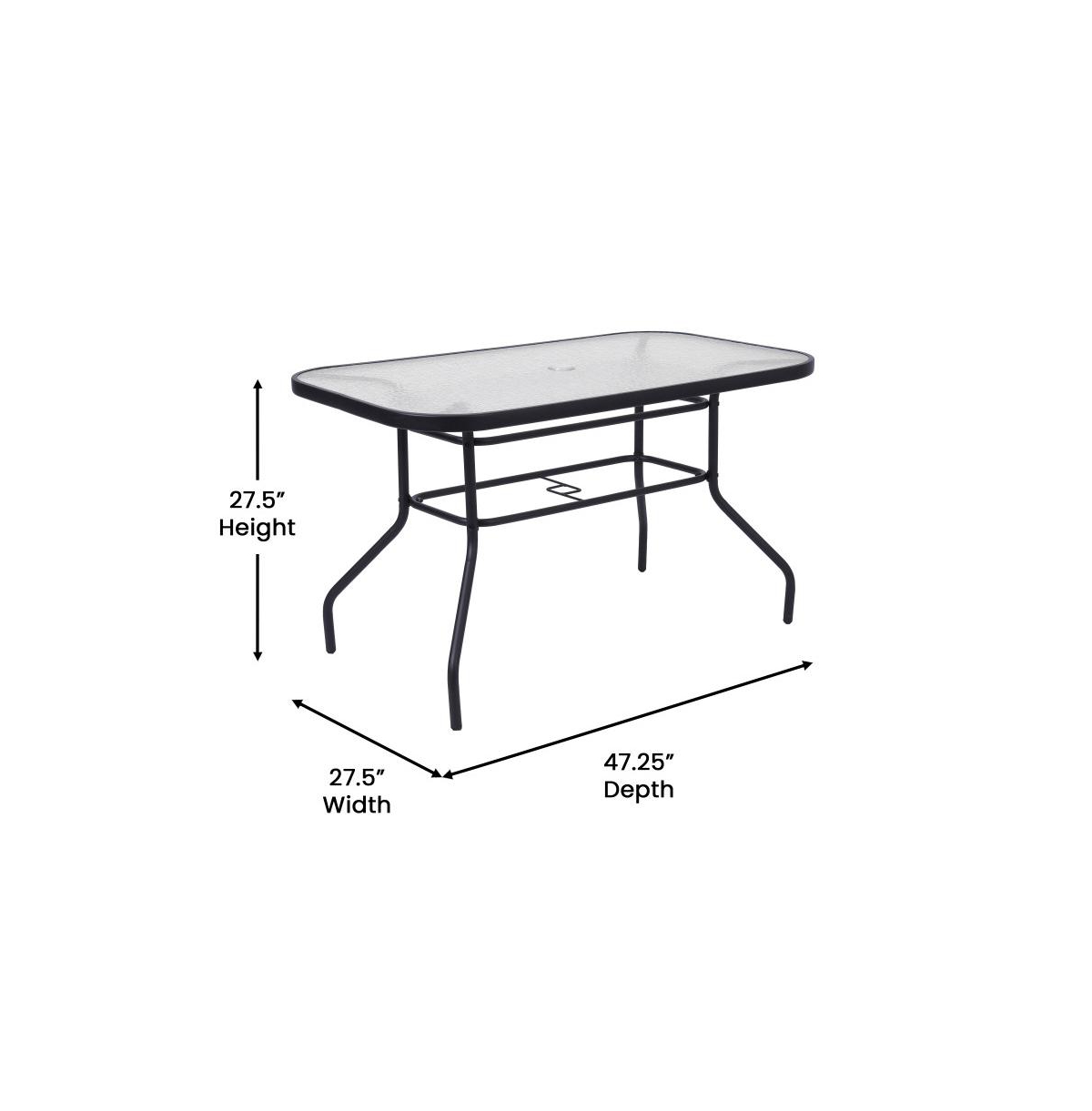 Merrick Lane Bardwell 5 Piece Outdoor Dining Table Set For 4 With Glass-Top Patio And Stack Chairs Flex Comfort Material