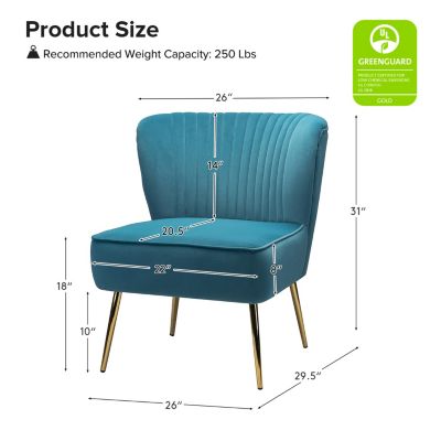 Velvet Accent Chair with Gold Metal Legs for Bedroom Guest Room Vanity