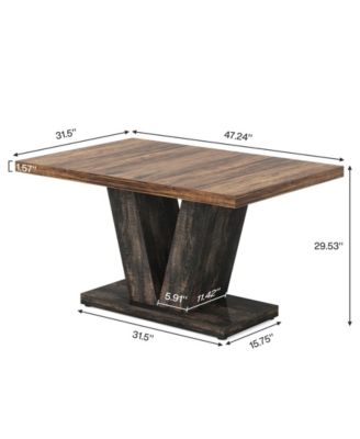 47-Inch Dining Table for 4, Black Kitchen Dinner Table with Heavy Duty Pedestal, Farmhouse Wooden Eating Table for Home, Dining Room, Small Space