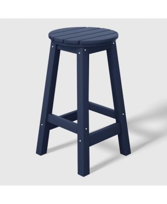 24" HDPE Outdoor Patio Round Counter Height  Stool Set of 2
