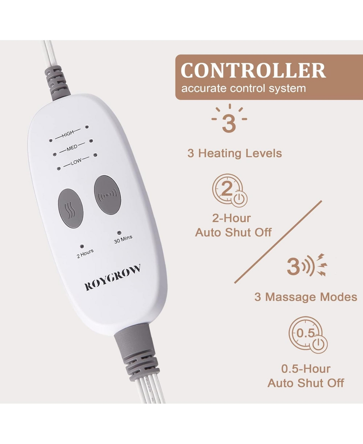Caromio Weighted Electric Heating Pad with Massager, 18