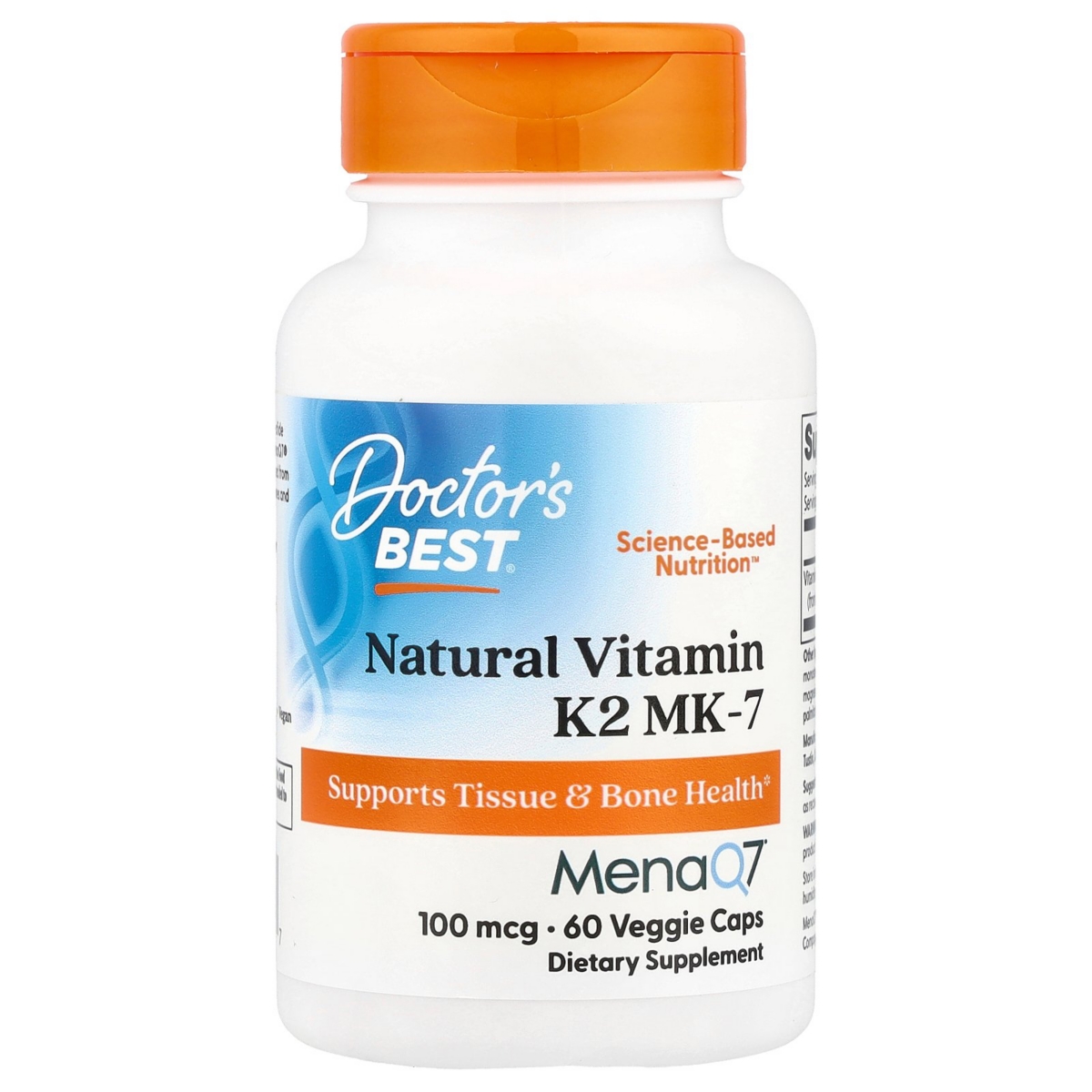 Natural Vitamin K2 Mk-7 100 mcg - 60 Veggie Caps