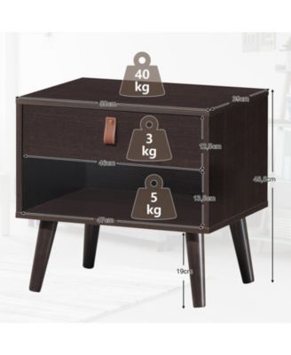 Nightstand Bedroom Table with Drawer Storage Shelf