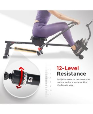 Compact Full Motion Rowing Machine, Full-Body Workout, Low-Impact, Extra-Long Rail, 350 LB Weight Capacity and FREE SunnyFit App via Bluetooth - SF-RW5639SMART