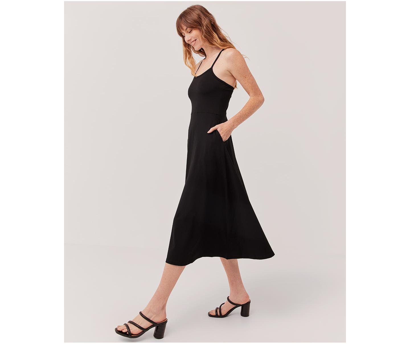 Женское платье Pact Cotton Fit & Flare Midi, цвет: Чёрный — фото 2