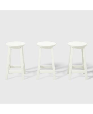 24" HDPE Outdoor Patio Round Counter Height  Stool Set of 3