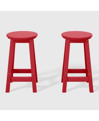 24" HDPE Outdoor Patio Round Counter Height  Stool Set of 2