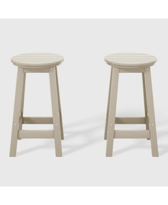 24" HDPE Outdoor Patio Round Counter Height  Stool Set of 2