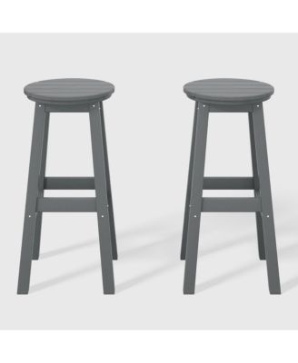 29" HDPE Outdoor Patio Round Bar Stool Set of 2