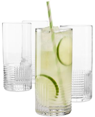 Lia Fluted Highball Glasses, Set of 4, Exclusively at Macy’s