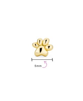 Tiny BFF Animal Pet Paw Print Cartilage Ear Lobe Piercing 1 Piece Stud Earring 14K Yellow Gold Screw back
