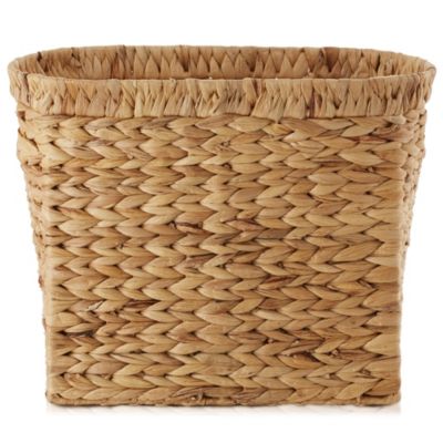 Magazine Holder Basket with Handles, Whitewash - Oval Water Hyacinth Storage Bin for Bathroom, Home Office